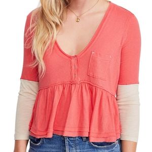 NWT Free People Heart of Mine Colorblock Top